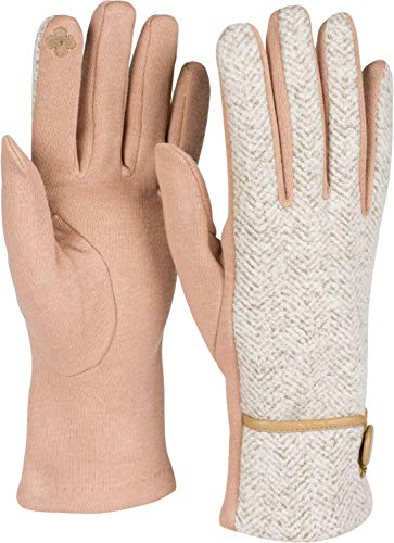 styleBREAKER Damen Touchscreen Handschuhe mit Fischgrät Muster und Fleece Futter, warme Fingerhandschuhe, Winter 09010036, Farbe:Hellbraun von styleBREAKER