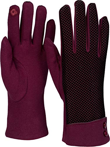 styleBREAKER Damen Touchscreen Handschuhe mit Riffel Muster und Fleece Futter, warme Thermo Fingerhandschuhe, Winter 09010029, Farbe:Bordeaux-Rot von styleBREAKER