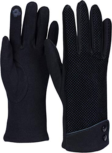 styleBREAKER Damen Touchscreen Handschuhe mit Riffel Muster und Fleece Futter, warme Thermo Fingerhandschuhe, Winter 09010029, Farbe:Dunkelblau von styleBREAKER