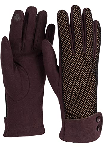 styleBREAKER Damen Touchscreen Handschuhe mit Riffel Muster und Fleece Futter, warme Thermo Fingerhandschuhe, Winter 09010029, Farbe:Dunkelbraun von styleBREAKER