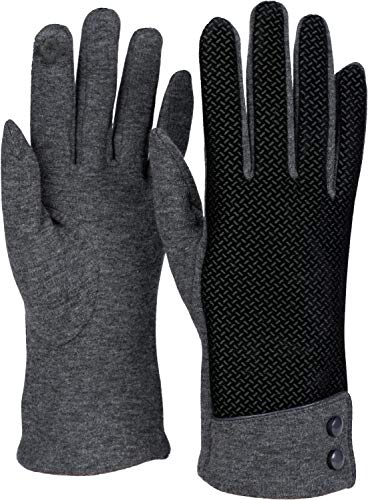 styleBREAKER Damen Touchscreen Handschuhe mit Riffel Muster und Fleece Futter, warme Thermo Fingerhandschuhe, Winter 09010029, Farbe:Grau von styleBREAKER