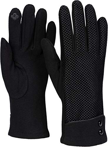 styleBREAKER Damen Touchscreen Handschuhe mit Riffel Muster und Fleece Futter, warme Thermo Fingerhandschuhe, Winter 09010029, Farbe:Schwarz von styleBREAKER