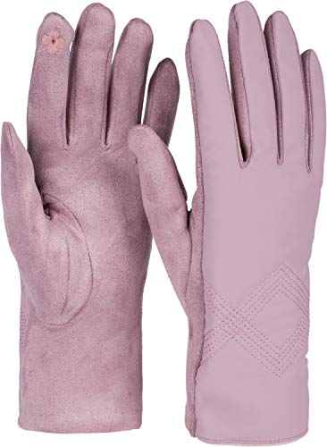 styleBREAKER Damen Touchscreen Handschuhe mit Zick-Zack Stepp und Fleece Futter, warme Fingerhandschuhe, Winter 09010033, Farbe:Mauve von styleBREAKER