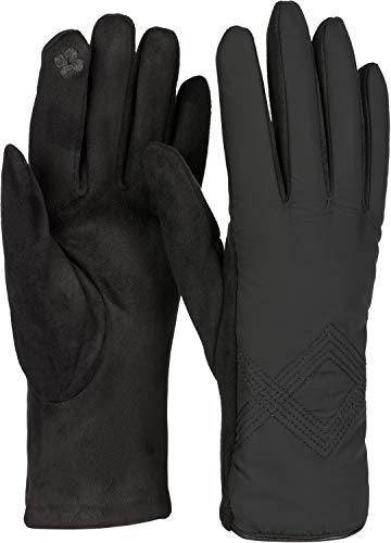 styleBREAKER Damen Touchscreen Handschuhe mit Zick-Zack Stepp und Fleece Futter, warme Fingerhandschuhe, Winter 09010033, Farbe:Schwarz von styleBREAKER