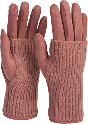 styleBREAKER Kuschelige Damen Touchscreen Handschuhe mit abnehmbaren Strickstulpen, warme Winterhandschuhe für eisige Tage 09010022, Farbe:Altrose von styleBREAKER