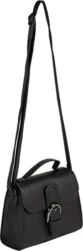 styleBREAKER Damen Umhängetasche Minibag mit Deko Schnalle, verstellbarer Tragegurt, Einfarbige Handtasche 02012357, Farbe:Schwarz von styleBREAKER