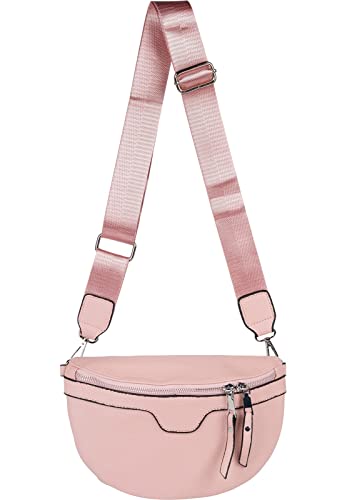 styleBREAKER Damen Umhängetasche in Halbmond Form, abnehmbarer verstellbarer Schultergurt, Einfarbige Handtasche 02012380, Farbe:Altrose von styleBREAKER