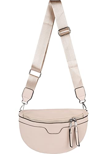 styleBREAKER Damen Umhängetasche in Halbmond Form, abnehmbarer verstellbarer Schultergurt, Einfarbige Handtasche 02012380, Farbe:Beige von styleBREAKER