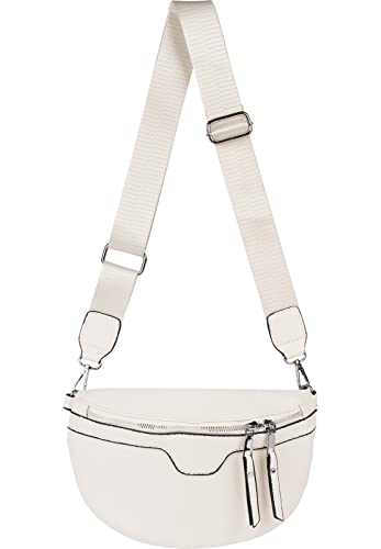 styleBREAKER Damen Umhängetasche in Halbmond Form, abnehmbarer verstellbarer Schultergurt, Einfarbige Handtasche 02012380, Farbe:Creme von styleBREAKER