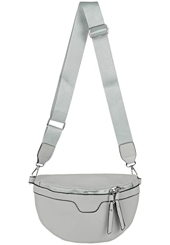 styleBREAKER Damen Umhängetasche in Halbmond Form, abnehmbarer verstellbarer Schultergurt, Einfarbige Handtasche 02012380, Farbe:Grau von styleBREAKER