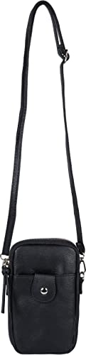 styleBREAKER Damen Umhängetasche klein mit Reißverschluss, Mini Bag Handtasche Einfarbig verstellbar, Handytasche 02012382, Farbe:Schwarz von styleBREAKER