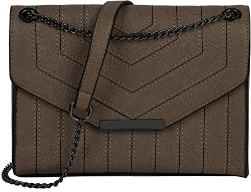 styleBREAKER Damen Umhängetasche mit Ziernähten und Kette, Schultertasche, Handtasche, Tasche 02012308, Farbe:Grau von styleBREAKER