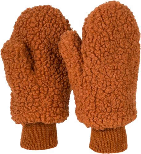 styleBREAKER Damen Winter Fäustlinge in Teddyfell Optik, warme Handschuhe, Thermo-Fleece Futter, Strickhandschuhe 09010044, Farbe:Terracotta von styleBREAKER