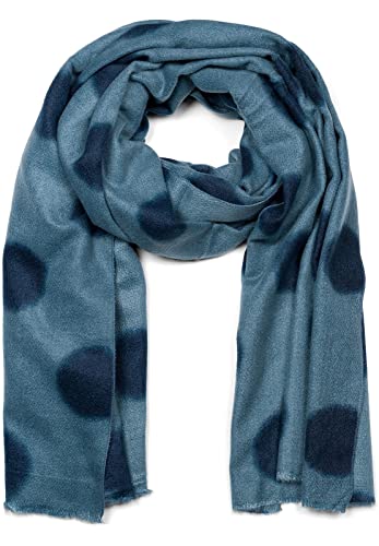 styleBREAKER Damen XL Web-Schal mit Punkte Muster und kurzen Fransen, gepunktet, warm Winter weich, Stola 01017144, Farbe:Blau von styleBREAKER