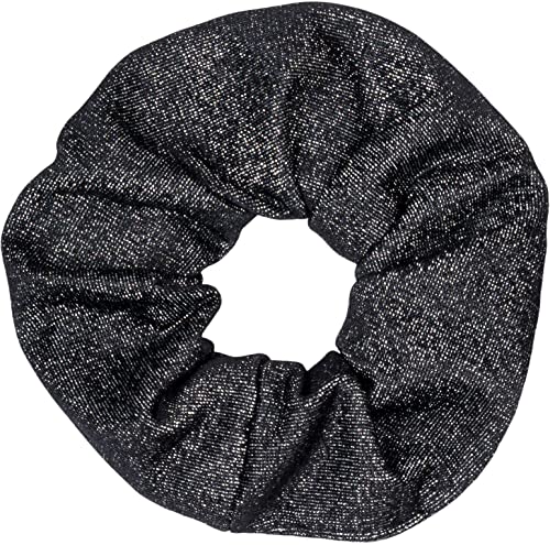 styleBREAKER Damen XXL Haargummi aus weichem Glitzerstoff, elastisch, Scrunchie Retro Style, Zopfgummi 04027047, Farbe:Silber von styleBREAKER