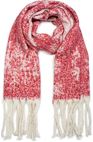 styleBREAKER Damen XXL Schal mit Schneeflocken Muster und Fransen, Winter Strickschal 01017097, Farbe:Rot von styleBREAKER