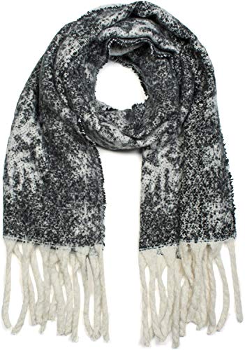 styleBREAKER Damen XXL Schal mit Schneeflocken Muster und Fransen, Winter Strickschal 01017097, Farbe:Schwarz von styleBREAKER