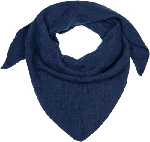 styleBREAKER Damen XXL Strick Dreieck Schal Einfarbig mit Schachbrett Strickmuster, Maxi Schal, Dreieckstuch, Warmes Winter Tuch 01020047, Farbe:Dunkelblau von styleBREAKER