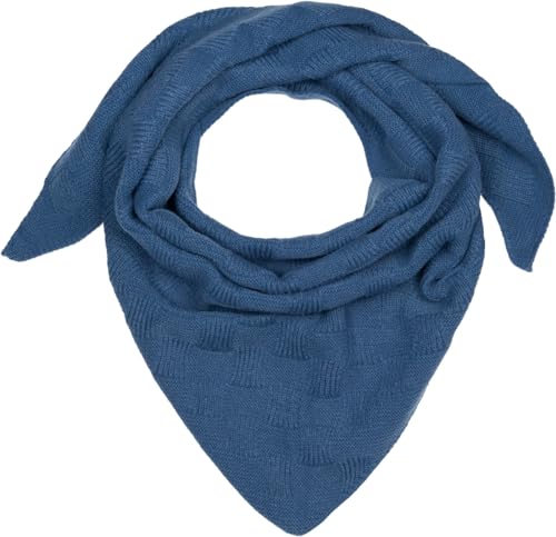 styleBREAKER Damen XXL Strick Dreieck Schal Einfarbig mit Schachbrett Strickmuster, Maxi Schal, Dreieckstuch, Warmes Winter Tuch 01020047, Farbe:Jeansblau von styleBREAKER