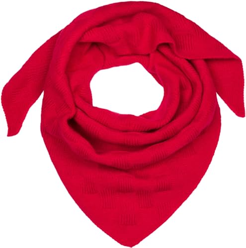 styleBREAKER Damen XXL Strick Dreieck Schal Einfarbig mit Schachbrett Strickmuster, Maxi Schal, Dreieckstuch, Warmes Winter Tuch 01020047, Farbe:Rot von styleBREAKER