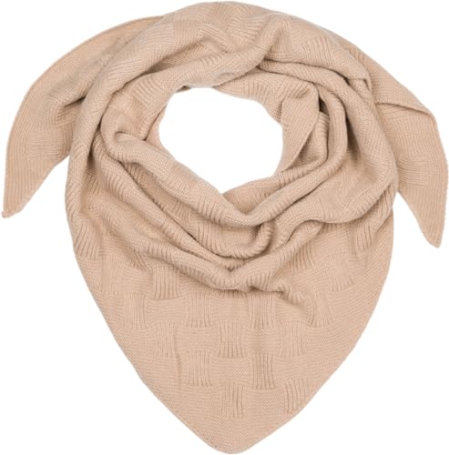 styleBREAKER Damen XXL Strick Dreieck Schal Einfarbig mit Schachbrett Strickmuster, Maxi Schal, Dreieckstuch, Warmes Winter Tuch 01020047, Farbe:Taupe von styleBREAKER