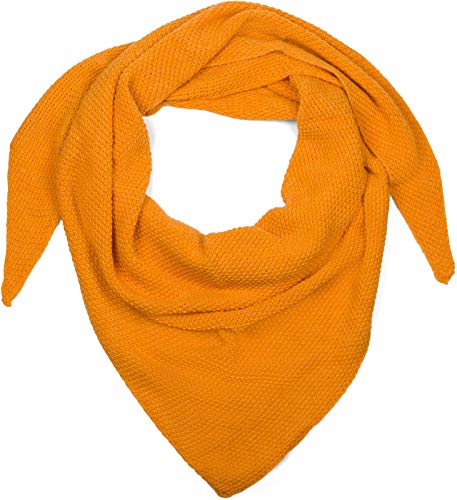 styleBREAKER Damen XXL Strick Dreieck Schal mit Reiskorn Strickmuster in Unifarben, Schal, Leichtes Tuch 01020042, Farbe:Orange von styleBREAKER