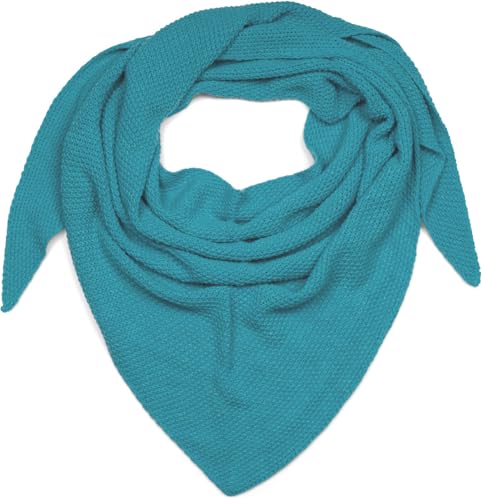 styleBREAKER Damen XXL Strick Dreieck Schal mit Reiskorn Strickmuster in Unifarben, Schal, Leichtes Tuch 01020042, Farbe:Türkis-Blau von styleBREAKER