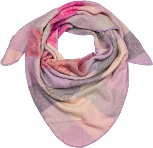 styleBREAKER Damen XXL Web Dreieck Schal mit buntem Karo Muster, Dreiecktuch Kariert, Winter Schal warm weich, Tuch 01020050, Farbe:Flieder-Pink-Grau von styleBREAKER