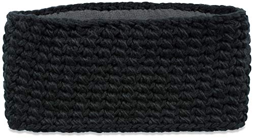 styleBREAKER Damen breites Grob gehäkeltes Stirnband einfarbig, Thermo Fleece Futter, Tube Schal, Winter Headband 04026050, Farbe:Schwarz von styleBREAKER