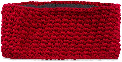 styleBREAKER Damen breites Grob gehäkeltes Stirnband einfarbig, Thermo Fleece Futter, Tube Schal, Winter Headband 04026050, Farbe:Weinrot von styleBREAKER