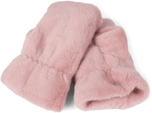 styleBREAKER Damen fingerlose Handschuhe aus kuscheligem Kunstfell - Warme Einfarbige Winterhandschuhe in Teddyfell Optik 09010049, Farbe:Altrose von styleBREAKER