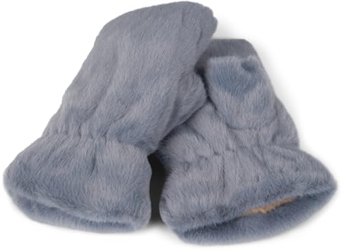 styleBREAKER Damen fingerlose Handschuhe aus kuscheligem Kunstfell - Warme Einfarbige Winterhandschuhe in Teddyfell Optik 09010049, Farbe:Grau von styleBREAKER