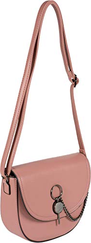 styleBREAKER Damen halbrunde Saddle Bag Umhängetasche einfarbig, Stift Verschluss und Kette, Schultertasche, Tasche 02012354, Farbe:Altrose von styleBREAKER