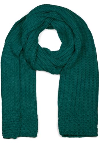 styleBREAKER Damen langer Strick Schal mit Rippen und Perl Strickmuster, warmer Winter Strickschal Einfarbig 01018164, Farbe:Petrol von styleBREAKER