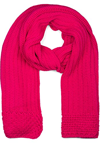 styleBREAKER Damen langer Strick Schal mit Rippen und Perl Strickmuster, warmer Winter Strickschal Einfarbig 01018164, Farbe:Pink von styleBREAKER