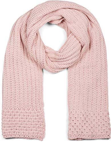 styleBREAKER Damen langer Strick Schal mit Rippen und Perl Strickmuster, warmer Winter Strickschal Einfarbig 01018164, Farbe:Rose von styleBREAKER