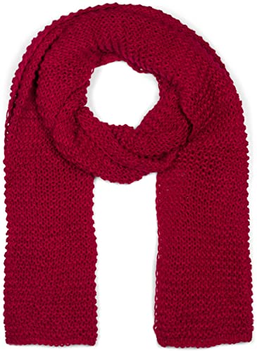 styleBREAKER Damen langer Strick Schal mit Wellen Strickmuster, warmer Winter Strickschal Einfarbig 01018168, Farbe:Bordeaux-Rot von styleBREAKER