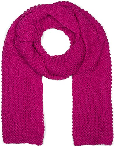 styleBREAKER Damen langer Strick Schal mit Wellen Strickmuster, warmer Winter Strickschal Einfarbig 01018168, Farbe:Magenta von styleBREAKER