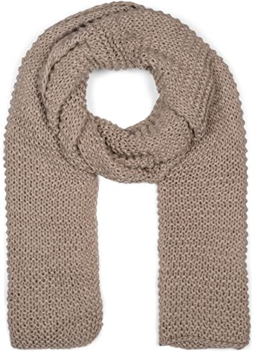 styleBREAKER Damen langer Strick Schal mit Wellen Strickmuster, warmer Winter Strickschal Einfarbig 01018168, Farbe:Taupe von styleBREAKER