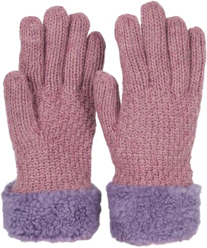 styleBREAKER Damen warme Winter Handschuhe mit Perlmuster und Fleece, Thermo Strickhandschuhe, Fingerhandschuhe 09010032, Farbe:Mauve von styleBREAKER