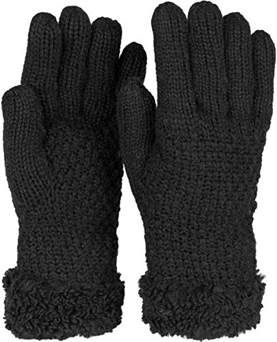 styleBREAKER Damen warme Winter Handschuhe mit Perlmuster und Fleece, Thermo Strickhandschuhe, Fingerhandschuhe 09010032, Farbe:Schwarz von styleBREAKER