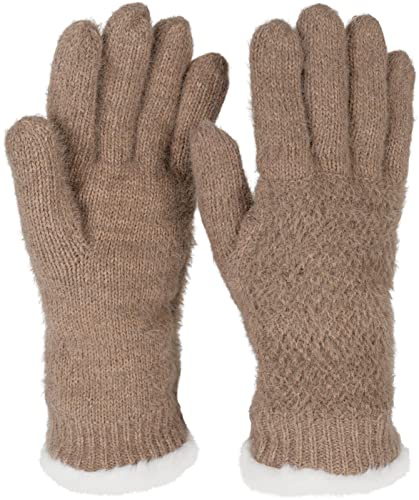 styleBREAKER Damen warme Winter Handschuhe mit Reiskorn Muster und Fleece, Thermo Strickhandschuhe, Fingerhandschuhe 09010040, Farbe:Braun von styleBREAKER