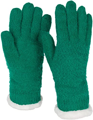 styleBREAKER Damen warme Winter Handschuhe mit Reiskorn Muster und Fleece, Thermo Strickhandschuhe, Fingerhandschuhe 09010040, Farbe:Grün von styleBREAKER