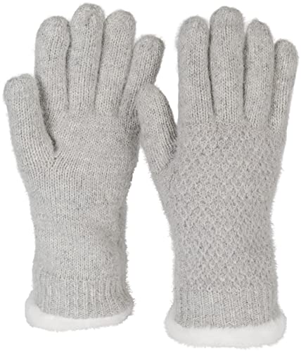 styleBREAKER Damen warme Winter Handschuhe mit Reiskorn Muster und Fleece, Thermo Strickhandschuhe, Fingerhandschuhe 09010040, Farbe:Hellgrau von styleBREAKER