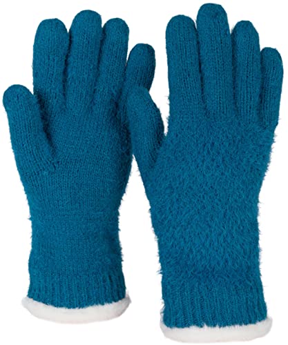 styleBREAKER Damen warme Winter Handschuhe mit Reiskorn Muster und Fleece, Thermo Strickhandschuhe, Fingerhandschuhe 09010040, Farbe:Jeansblau von styleBREAKER