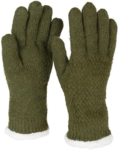 styleBREAKER Damen warme Winter Handschuhe mit Reiskorn Muster und Fleece, Thermo Strickhandschuhe, Fingerhandschuhe 09010040, Farbe:Oliv von styleBREAKER