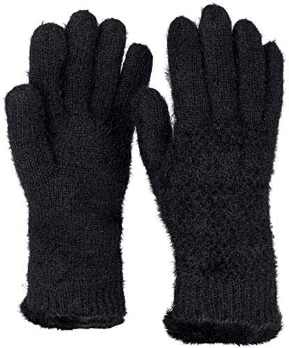 styleBREAKER Damen warme Winter Handschuhe mit Reiskorn Muster und Fleece, Thermo Strickhandschuhe, Fingerhandschuhe 09010040, Farbe:Schwarz von styleBREAKER