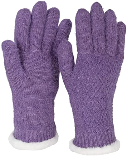 styleBREAKER Damen warme Winter Handschuhe mit Reiskorn Muster und Fleece, Thermo Strickhandschuhe, Fingerhandschuhe 09010040, Farbe:Violett von styleBREAKER