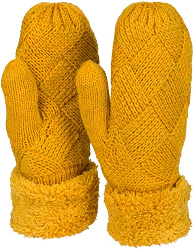 styleBREAKER Damen warme Winter Strick Fäustlinge, Handschuhe mit Rauten Muster, Thermo Fleece, Strickhandschuhe 09010031, Farbe:Curry styleBREAKER Damen warme Winter Strick Fäustlinge, Handschuhe mit Rauten Muster, Thermo Fleece, Strickhandschuhe 09010031, Farbe:Curry von styleBREAKER
