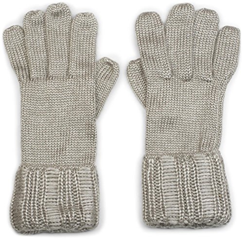 styleBREAKER Damen warme glänzende Handschuhe mit doppeltem Bund, Winter Strickhandschuhe, Fingerhandschuhe, Glitzer 09010011, Farbe:Hellgrau meliert von styleBREAKER